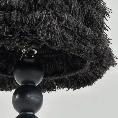 Floor lamps - WABI Japandi Floor Lamp – Handmade Charred Wood & Wool - PLETOSTUDIO