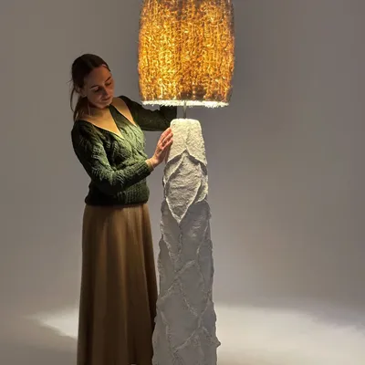Floor lamps - Sea Star Floor Lamp – Sculptural Biocomposite Base with Cotton Fringe - PLETOSTUDIO
