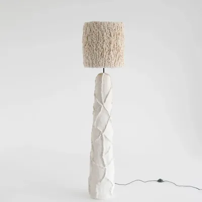 Floor lamps - Sea Star Floor Lamp – Sculptural Biocomposite Base with Cotton Fringe - PLETOSTUDIO