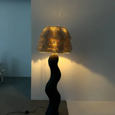 Lampadaires - Lampadaire sculptural Shadow Wool — Japandi & Wabi-Sabi Design - PLETOSTUDIO