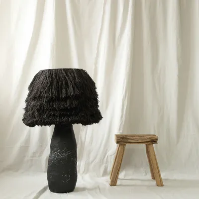 Table lamps - Wool Smola Table Lamp – Japandi & Wabi-Sabi Eco Lighting - PLETOSTUDIO
