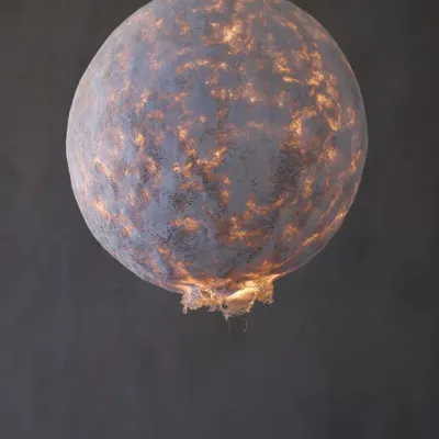 Ceiling lights - Svitylo Large Pendant Light – Sculptural Hemp Fiber Moon Form - PLETOSTUDIO