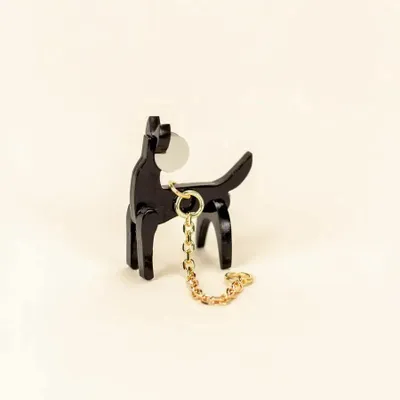 Jewelry - Dog ear charm in black horn and mother-of-pearl - L INDOCHINEUR X RIVÊT