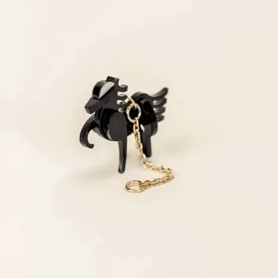 Jewelry - Horse ear charm in black horn and mother-of-pearl - L INDOCHINEUR X RIVÊT