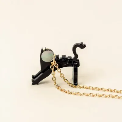 Jewelry - Tiger charm for necklace in black horn and mother-of-pearl - L INDOCHINEUR X RIVÊT