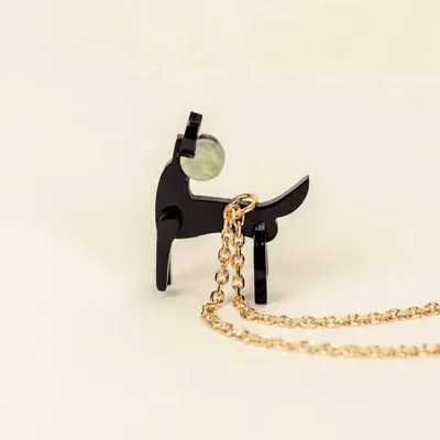 Bijoux - Pendentif Chien en corne noire et nacre - L INDOCHINEUR X RIVÊT