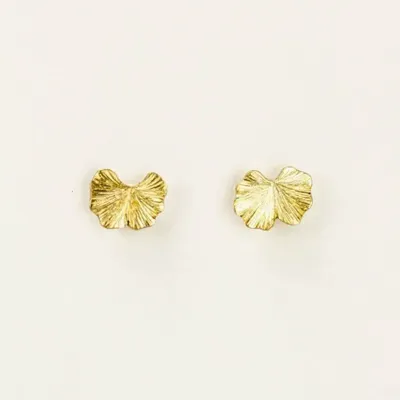 Jewelry - Gingko earrings in brass gold plated with ear posts - L INDOCHINEUR X RIVÊT