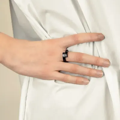 Jewelry - Ruban ring in black and white horn size M - L INDOCHINEUR X RIVÊT