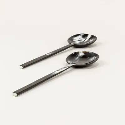 Couverts & ustensiles de cuisine - Grands couverts Baguette en corne noire africaine - L INDOCHINEUR X RIVÊT