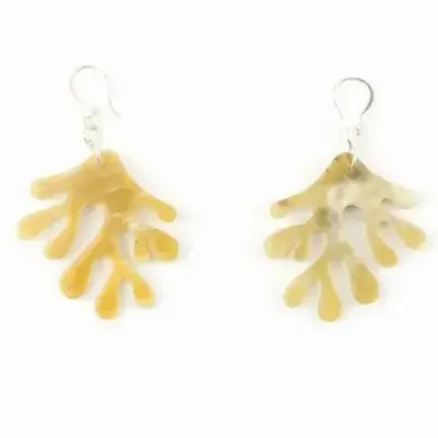 Bijoux - Boucles d'oreilles corail en corne blonde - L INDOCHINEUR X RIVÊT