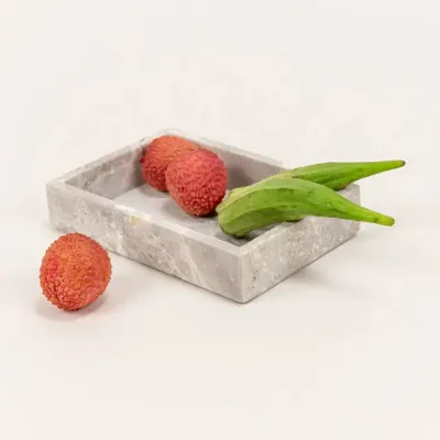 Trays - Small Titan tray in white cloudy marble - L INDOCHINEUR X RIVÊT