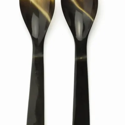 Couverts & ustensiles de cuisine - Grands couverts en corne noire et blonde - L INDOCHINEUR X RIVÊT