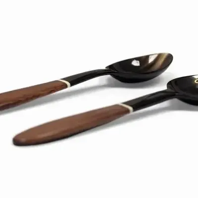 Kitchen utensils - Large black horn cutlery with handle in rosewood - L INDOCHINEUR X RIVÊT