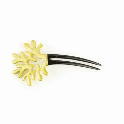 Barrettes - Double Pique à cheveux grand corail en corne noire unie - L INDOCHINEUR X RIVÊT