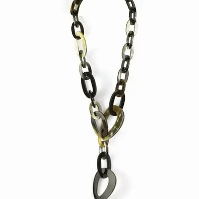 Jewelry - Big and small oval rings long necklace in marbled black horn - L INDOCHINEUR X RIVÊT