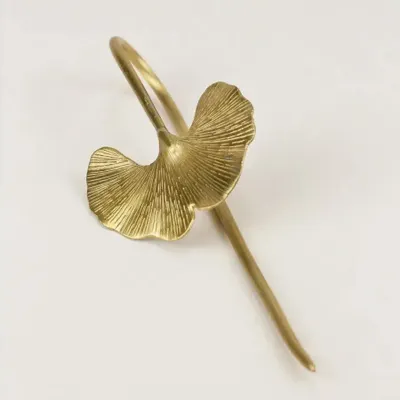 Barrettes - Gingko-shaped hairpin in silvery metal - L INDOCHINEUR X RIVÊT