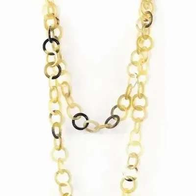 Jewelry - Medium size round rings long necklace in plain black horn - L INDOCHINEUR X RIVÊT