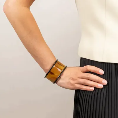 Bracelets - Bracelet ouvert bobine en corne blonde taille M - L INDOCHINEUR X RIVÊT