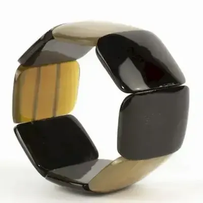 Bracelets - Bracelet articulé 8 grosses pièces en corne noire et blonde - L INDOCHINEUR X RIVÊT