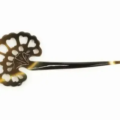 Barrettes - Pique à cheveux queue de paon en corne blonde - L INDOCHINEUR X RIVÊT