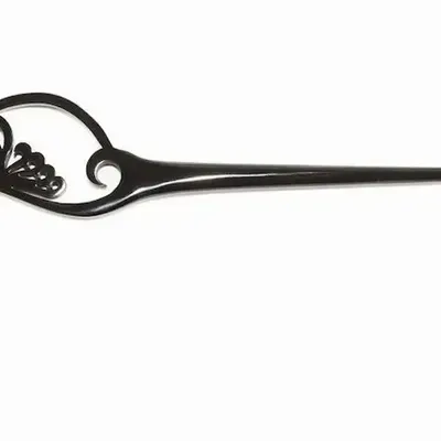 Barrettes - Pique à cheveux japonais en corne noire unie - L INDOCHINEUR X RIVÊT
