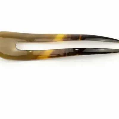 Barrettes - Wavy double hairpin in plain black horn - L INDOCHINEUR X RIVÊT