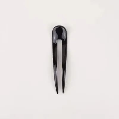 Barrettes - Double Pique à cheveux ondulée en corne noire unie - L INDOCHINEUR X RIVÊT