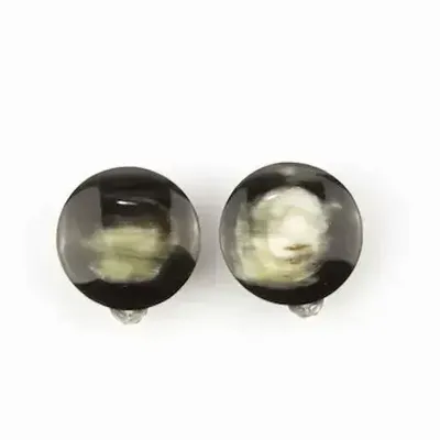 Bijoux - Boucles d'oreilles disque à clip en corne blonde - L INDOCHINEUR X RIVÊT