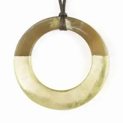 Bijoux - Pendentif grand anneau irrégulier laqué gris-bleu - L INDOCHINEUR X RIVÊT