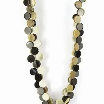 Bijoux - Double collier pastilles en corne blonde et noire - L INDOCHINEUR X RIVÊT