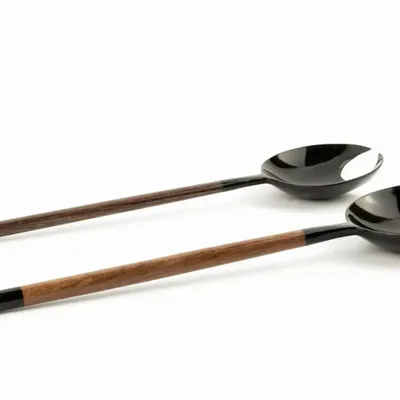 Kitchen utensils - Small crab claw-shaped round cutlery in black horn and wood - L INDOCHINEUR X RIVÊT