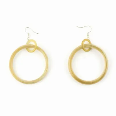 Bijoux - Boucles d'oreilles grand et petit anneaux en corne blonde - L INDOCHINEUR X RIVÊT
