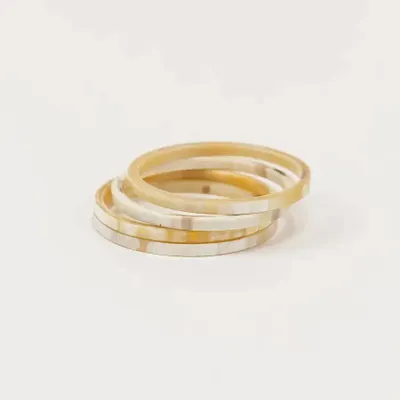 Bracelets - 4 thin bracelets in blond horn in Size M - L INDOCHINEUR X RIVÊT