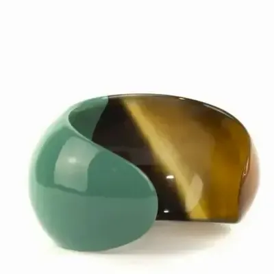 Bracelets - Curved open bracelet with cream coffee lacquer in Size M - L INDOCHINEUR X RIVÊT