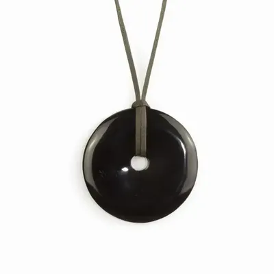Jewelry - Perforated disc pendant in marbled black horn - L INDOCHINEUR X RIVÊT