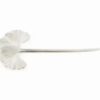 Barrettes - Gingko hairpin in silvery metal - L INDOCHINEUR X RIVÊT