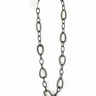 Jewelry - Egg-shaped rings long necklace in grated black horn - L INDOCHINEUR X RIVÊT