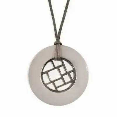 Jewelry - Checkered pendant circled with indigo blue lacquer - L INDOCHINEUR X RIVÊT