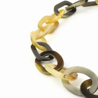 Jewelry - 3-size flat oval rings long necklace in marbled black horn - L INDOCHINEUR X RIVÊT