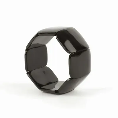 Bracelets - 8 large piece articulated bracelet in marbled black horn - L INDOCHINEUR X RIVÊT