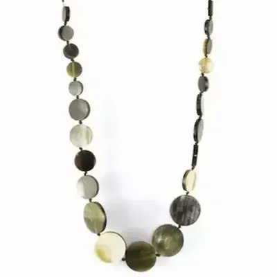 Bijoux - Collier pastilles rondes en corne noire marbrée - L INDOCHINEUR X RIVÊT