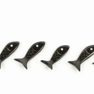 Knives - Set of 6 fish knife-holders in plain black horn - L INDOCHINEUR X RIVÊT