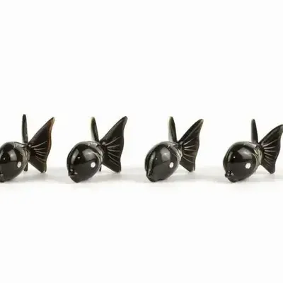 Knives - Set of 6 round fish knife holders in plain black horn - L INDOCHINEUR X RIVÊT