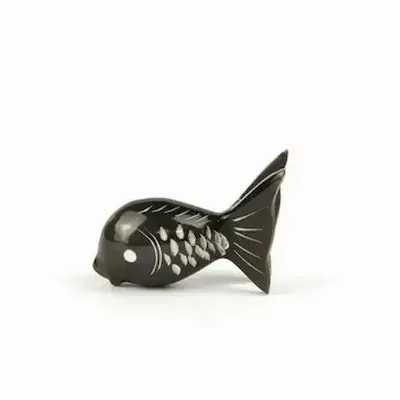 Couteaux - Set de 6 portes-couteaux poisson rond en corne noire unie - L INDOCHINEUR X RIVÊT