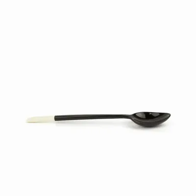 Kitchen utensils - Set of 6 white bone teaspoons black handle in horn - L INDOCHINEUR X RIVÊT
