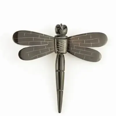 Brooches - Short dragonfly brooch in plain black horn - L INDOCHINEUR X RIVÊT
