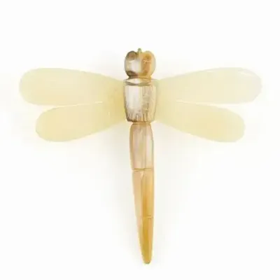 Brooches - Short dragonfly brooch in blond horn - L INDOCHINEUR X RIVÊT