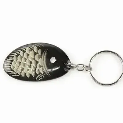 Decorative objects - Fish key holder in plain black horn - L INDOCHINEUR X RIVÊT