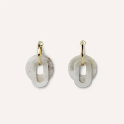 Jewelry - Double hanging ring hoop earrings in blonde horn - L INDOCHINEUR X RIVÊT