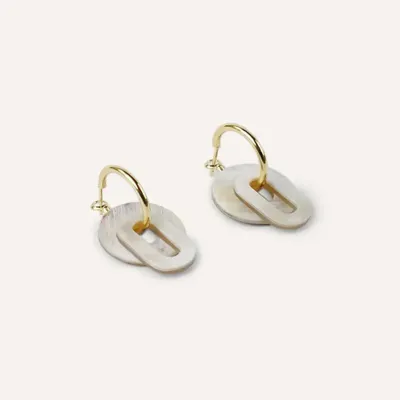 Jewelry - Double hanging ring hoop earrings in blonde horn - L INDOCHINEUR X RIVÊT